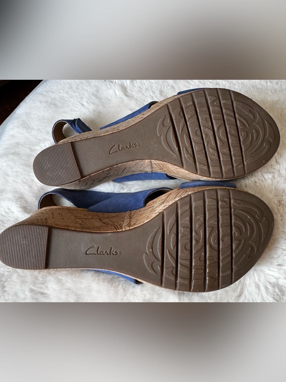Clark’s Artisan Annadel Blue Suede Platform Sandals -size 7.5 - Picture 4 of 6